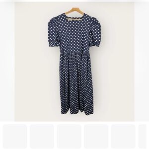 Laura Ashley Womens 12 Vintage Maxi Polka Dot Puff Sleeve Dress